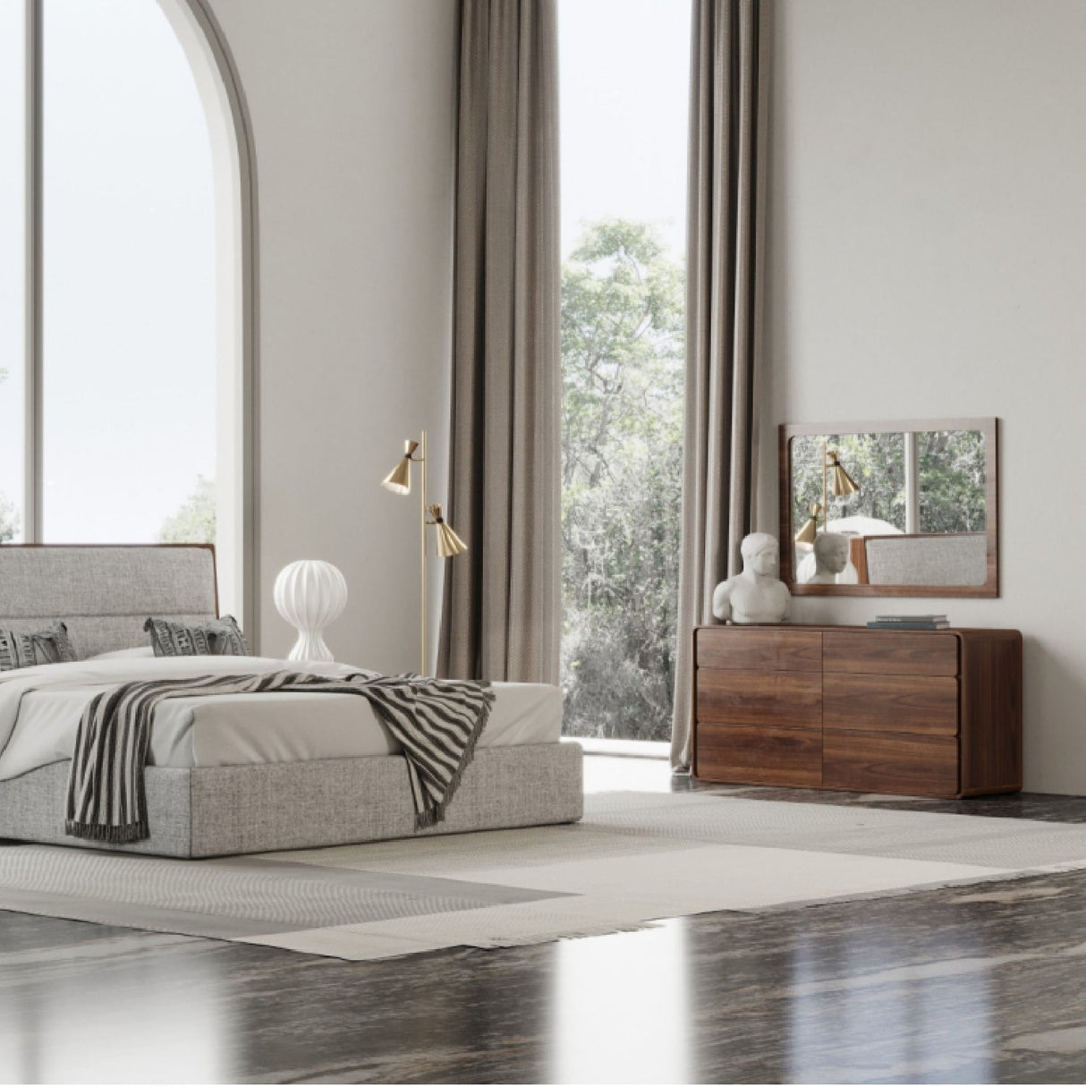 Solid Rubberwood 6-Drawer Dresser – Dustin – rear view