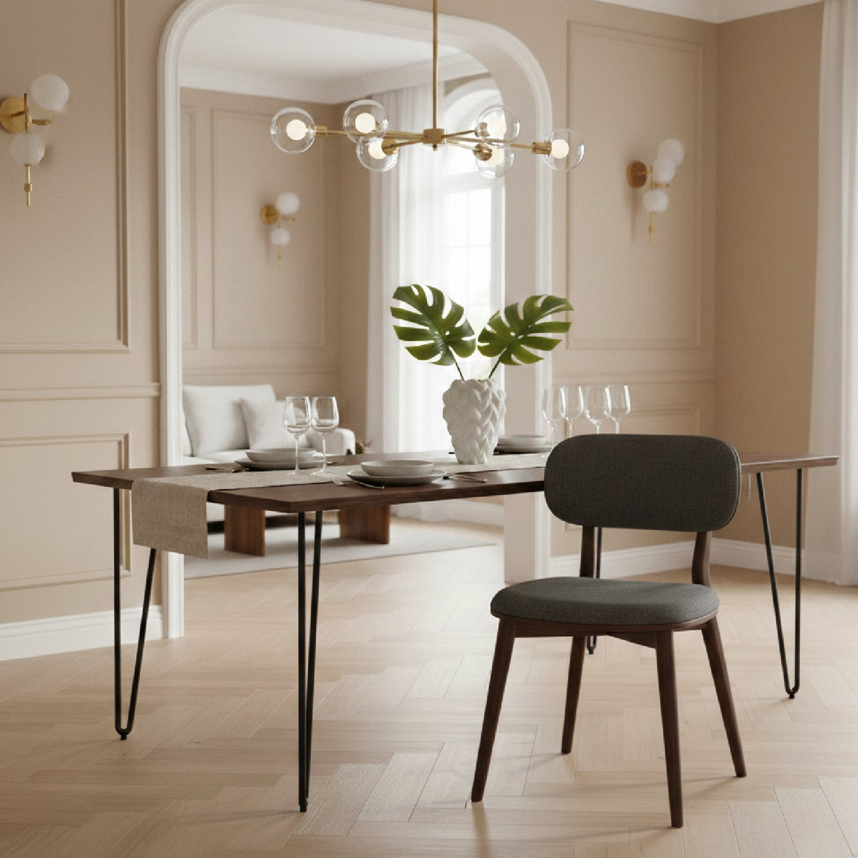 Gray Padded Dining Chairs (2) – Donald – angled view