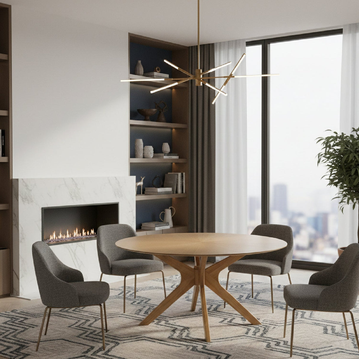 Round Natural Oak Dining Table – Prospect – angled view