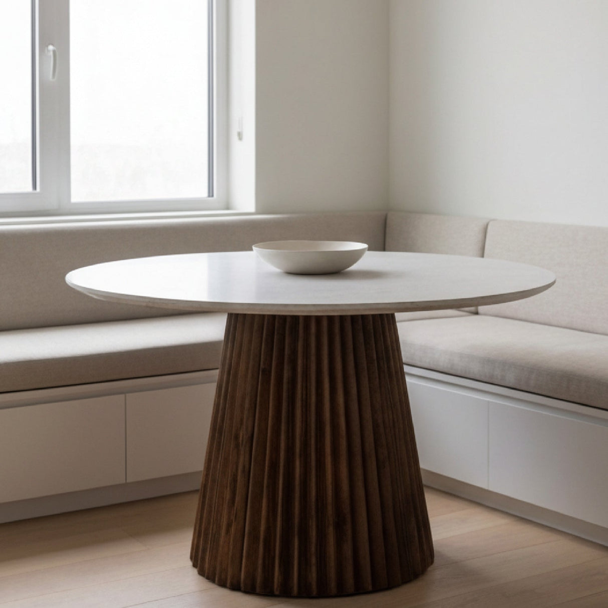 White Marble Round Dining Table – Nancy – alternate view 7