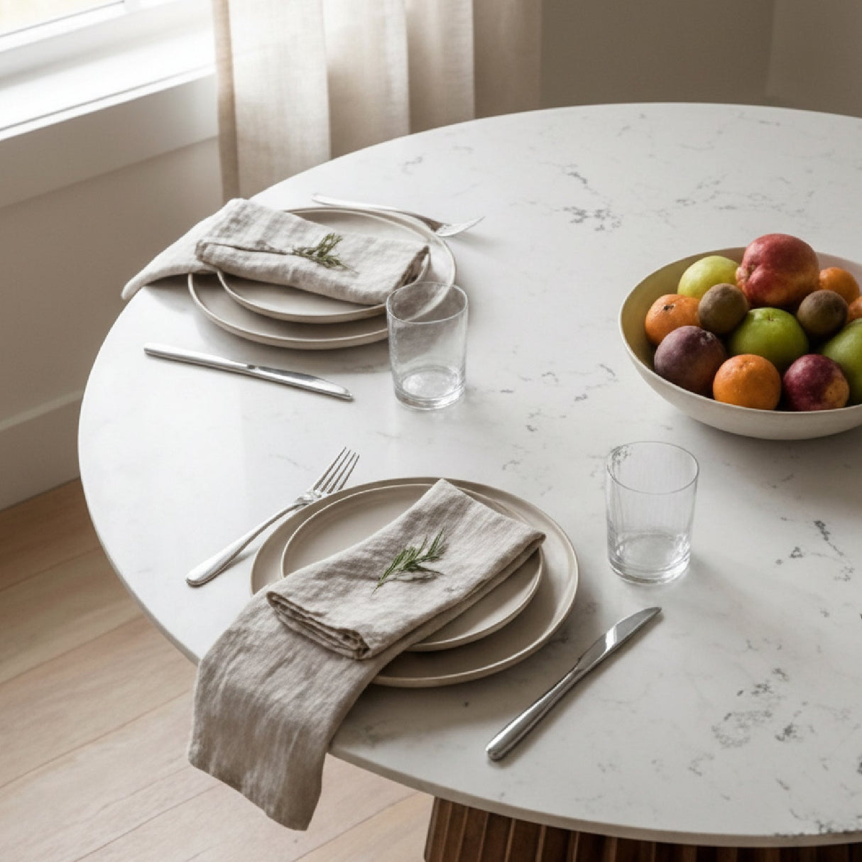 White Marble Round Dining Table – Nancy – alternate view 10