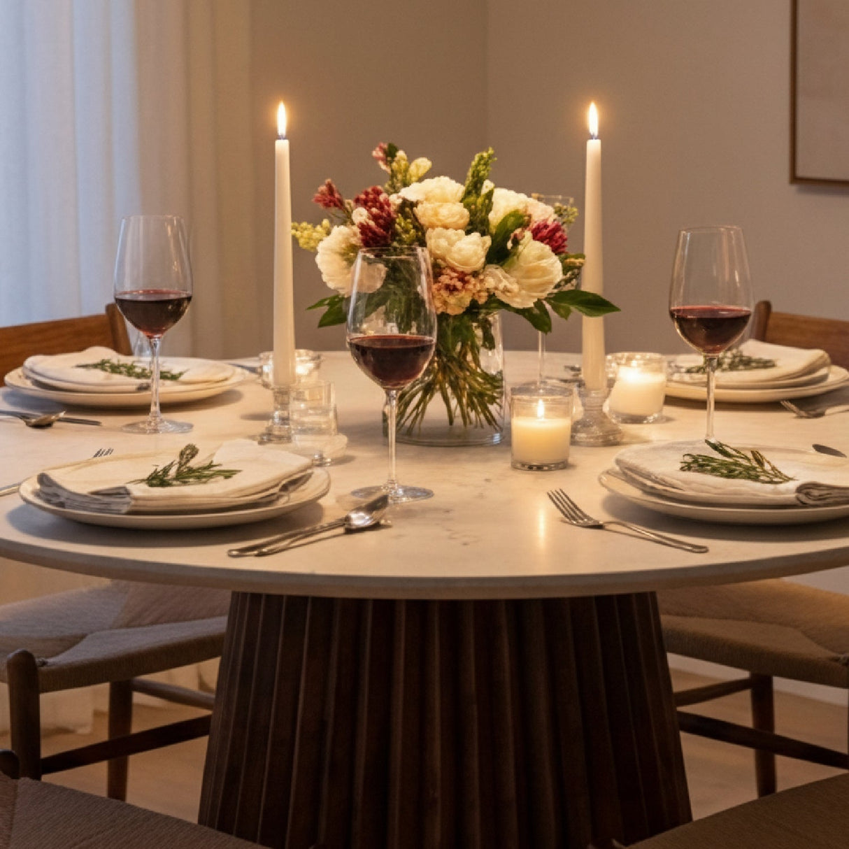 White Marble Round Dining Table – Nancy – alternate view 11