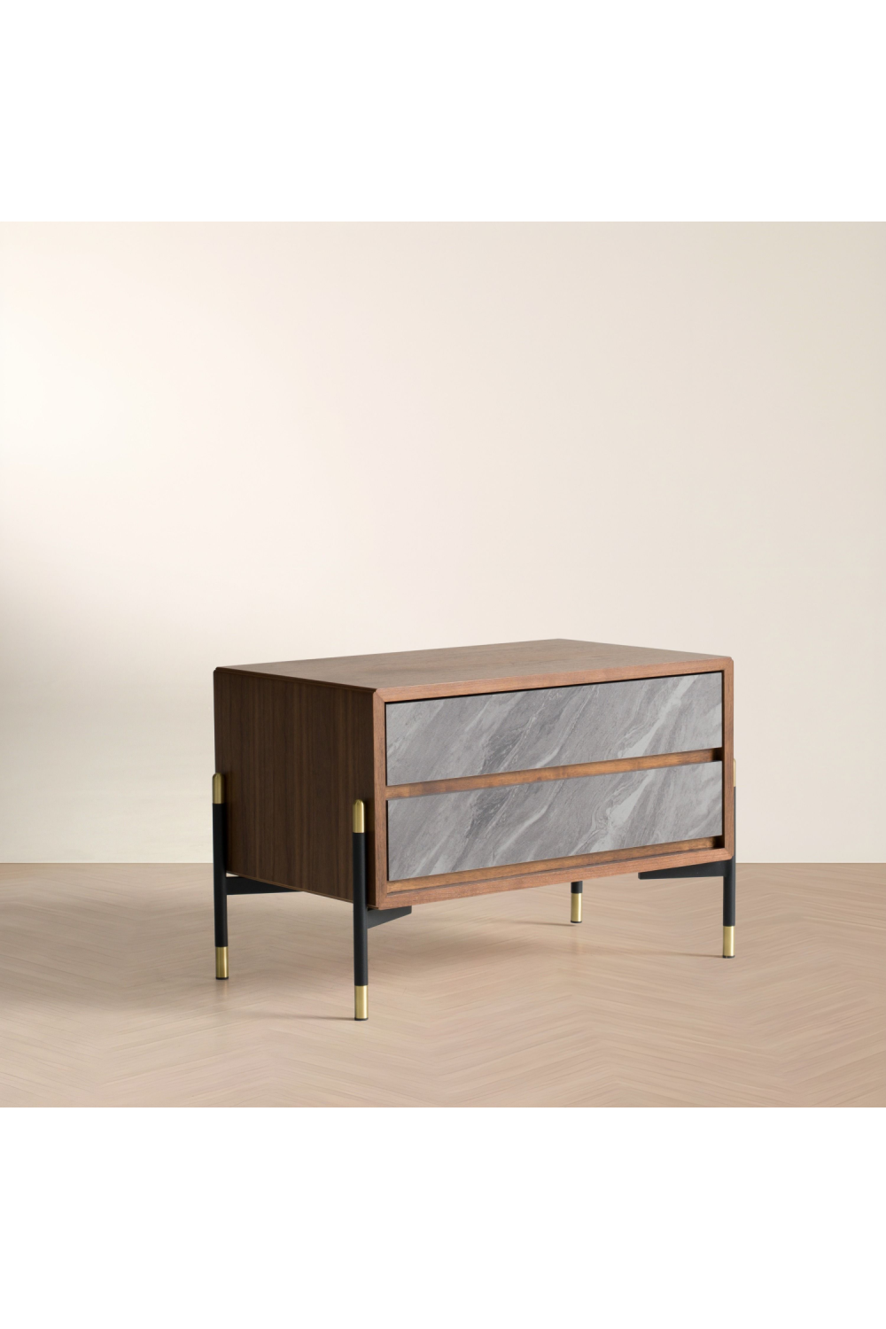 Volcanic Slate 2-Drawer Nightstand | Oroa.com