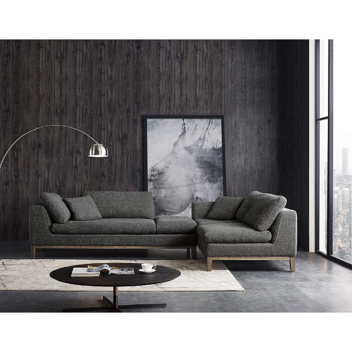 Gray Fabric Right Sectional Sofa | OROA Modern Hickman