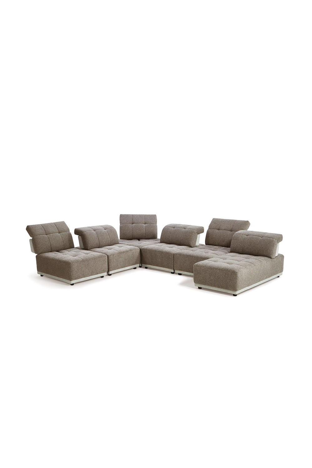 Brown Tufted Modular Sectional Sofa | OROA Modern Ekron | Oroa.com
