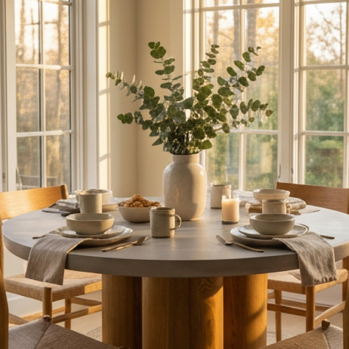 Walnut Base Round Dining Table – Bateman – alternate view 11