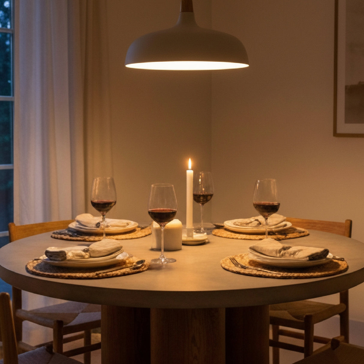 Walnut Base Round Dining Table | Oroa.com