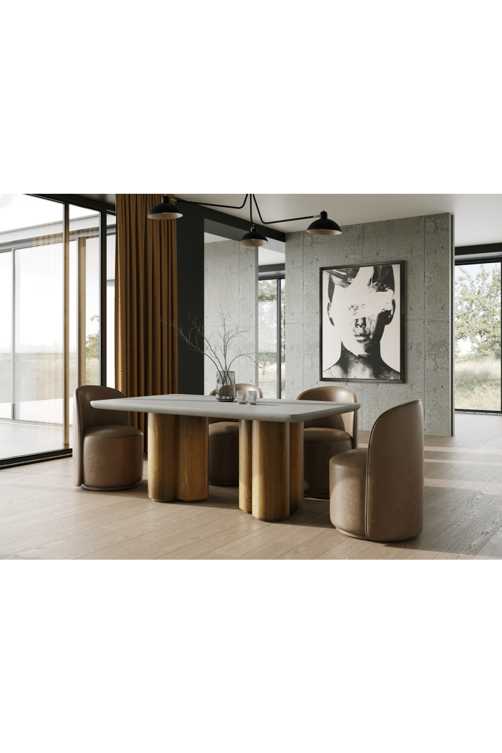 Walnut Base Rectangular Dining Table | OROA Modern Bateman | Oroa.com