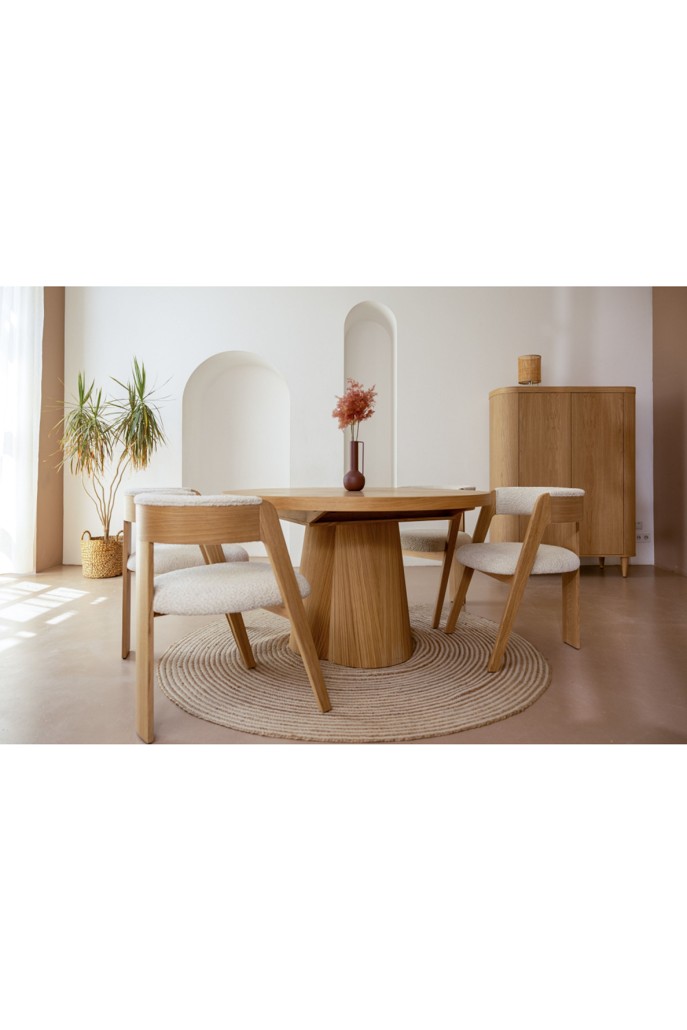 Round Oak Extendable Dining Table | OROA Modern Cloud | Oroa.com