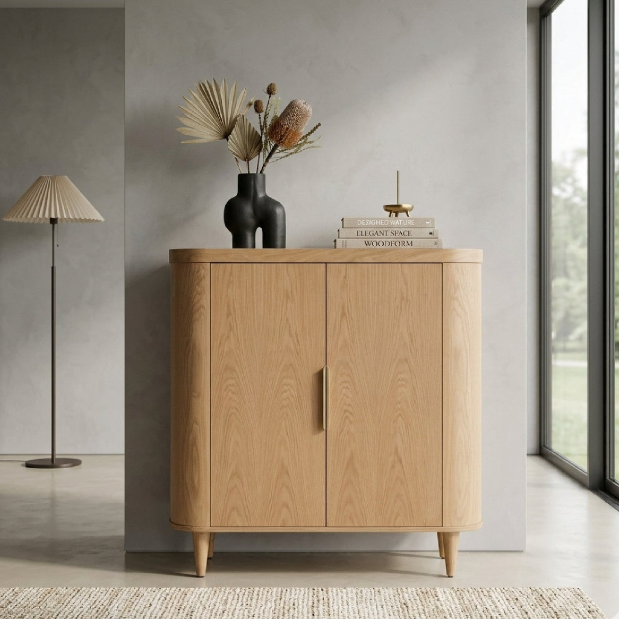 Oak 2-Door Tall Sideboard – Richmond – angled view