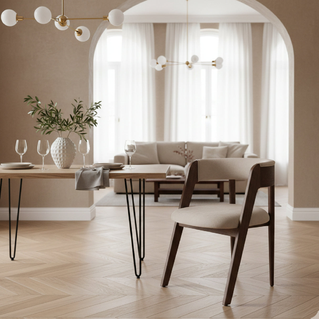 Rounded-Back Walnut Dining Chairs (2) | Oroa.com