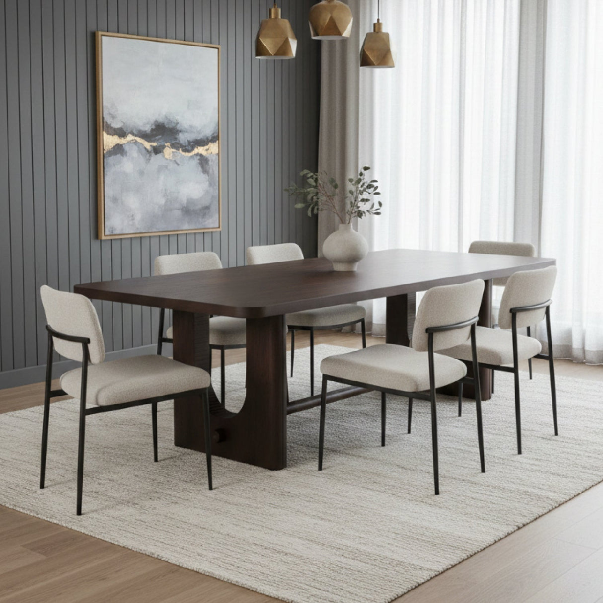 Trestle Base Oak Dining Table – Walz – angled view