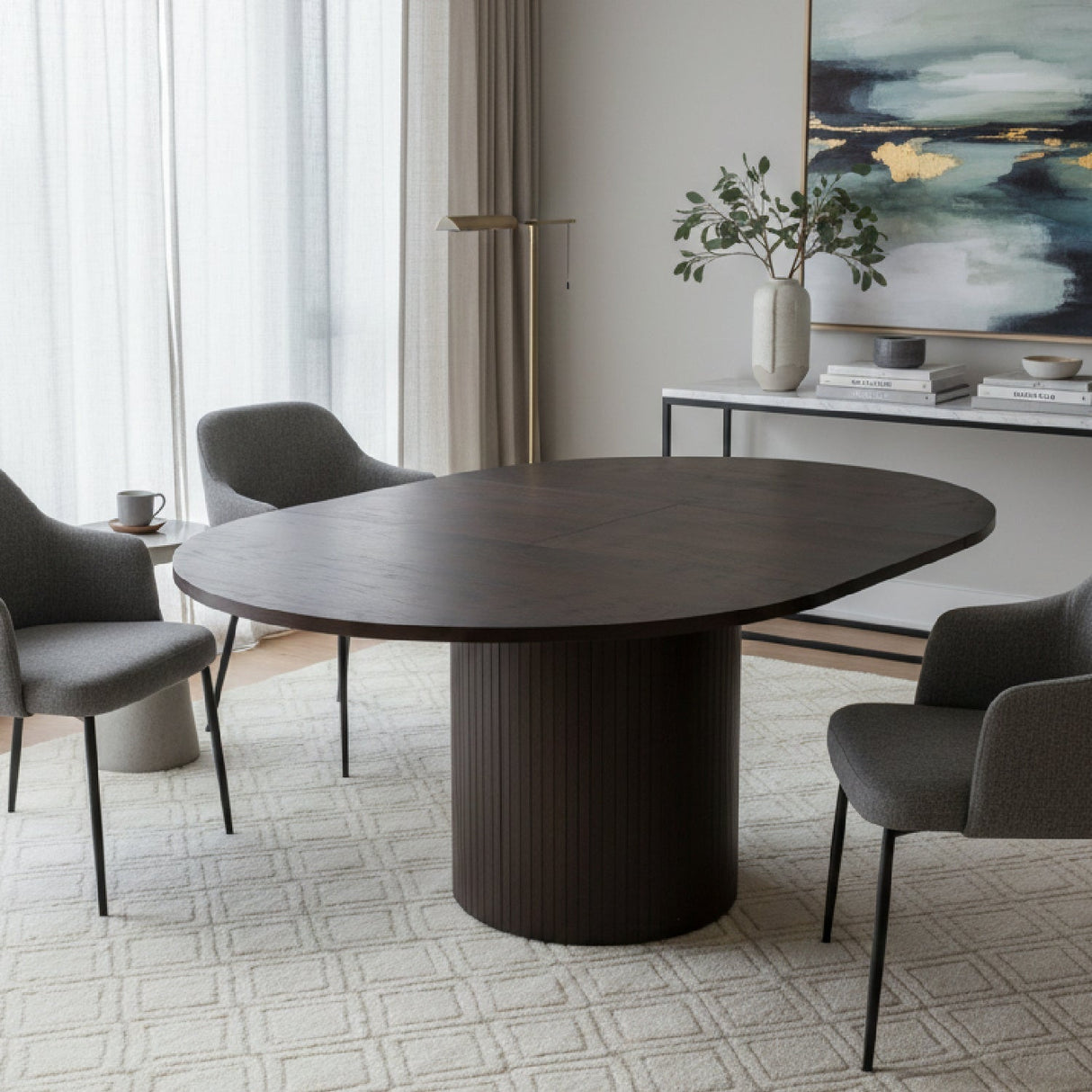 Brown Oak Extendable Dining Table – Miami – angled view