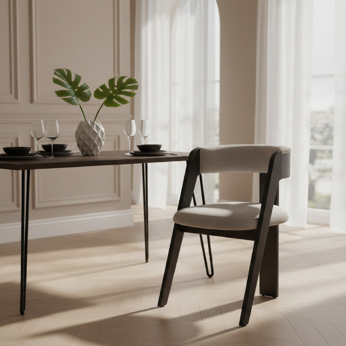 Wood Framed Curve Dining Chairs (2) – Washington – alternate view 10