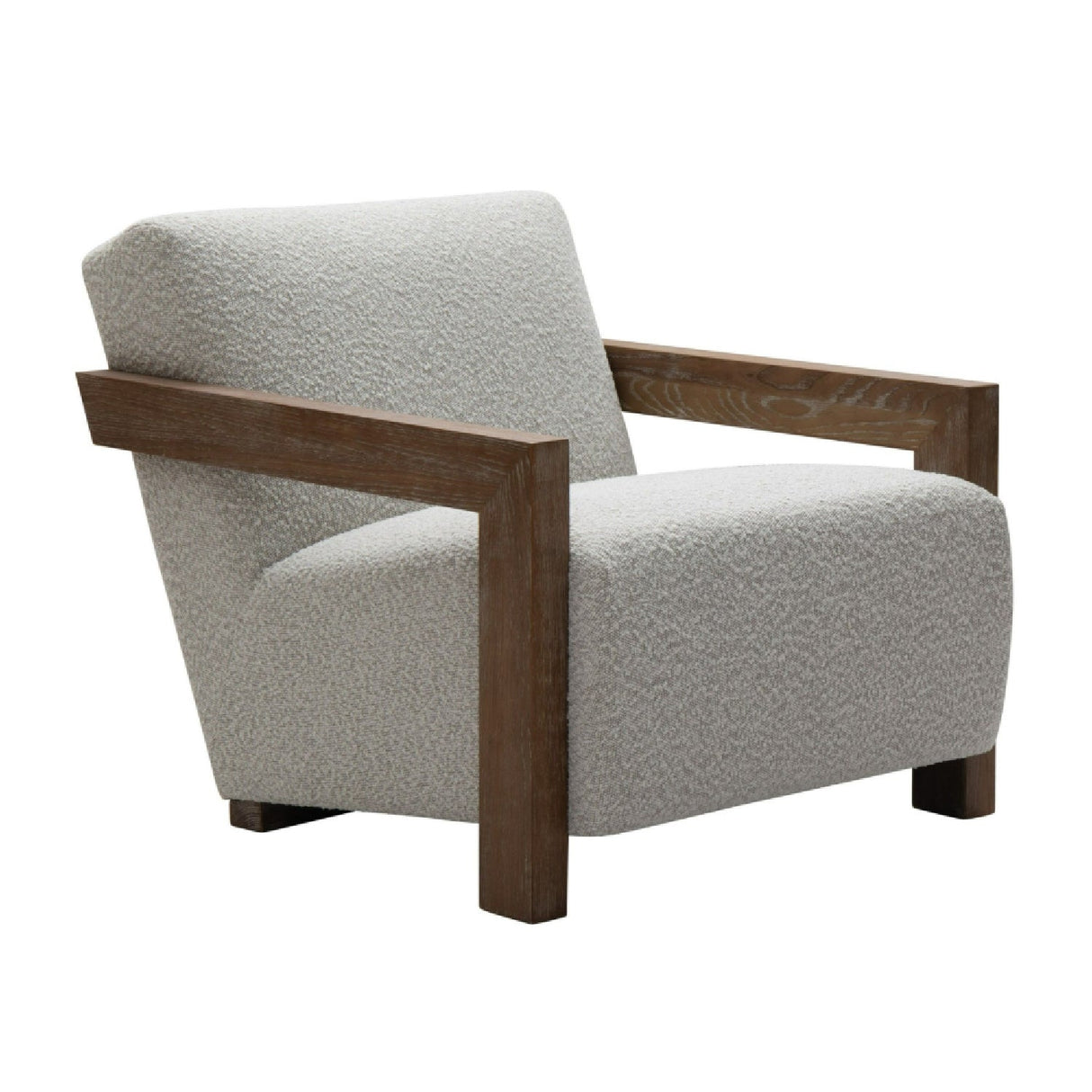 Oak-Framed Beige Accent Chair – Marchland – front view