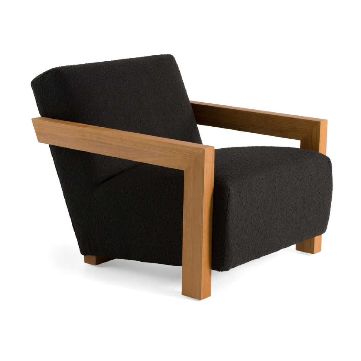 Oak-Framed Upholstered Lounge Chair – Rosen – front view