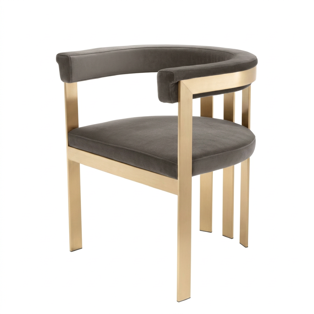 Curved Gray Velvet Dining Chair | OROA Modern Kersey | Oroa.com