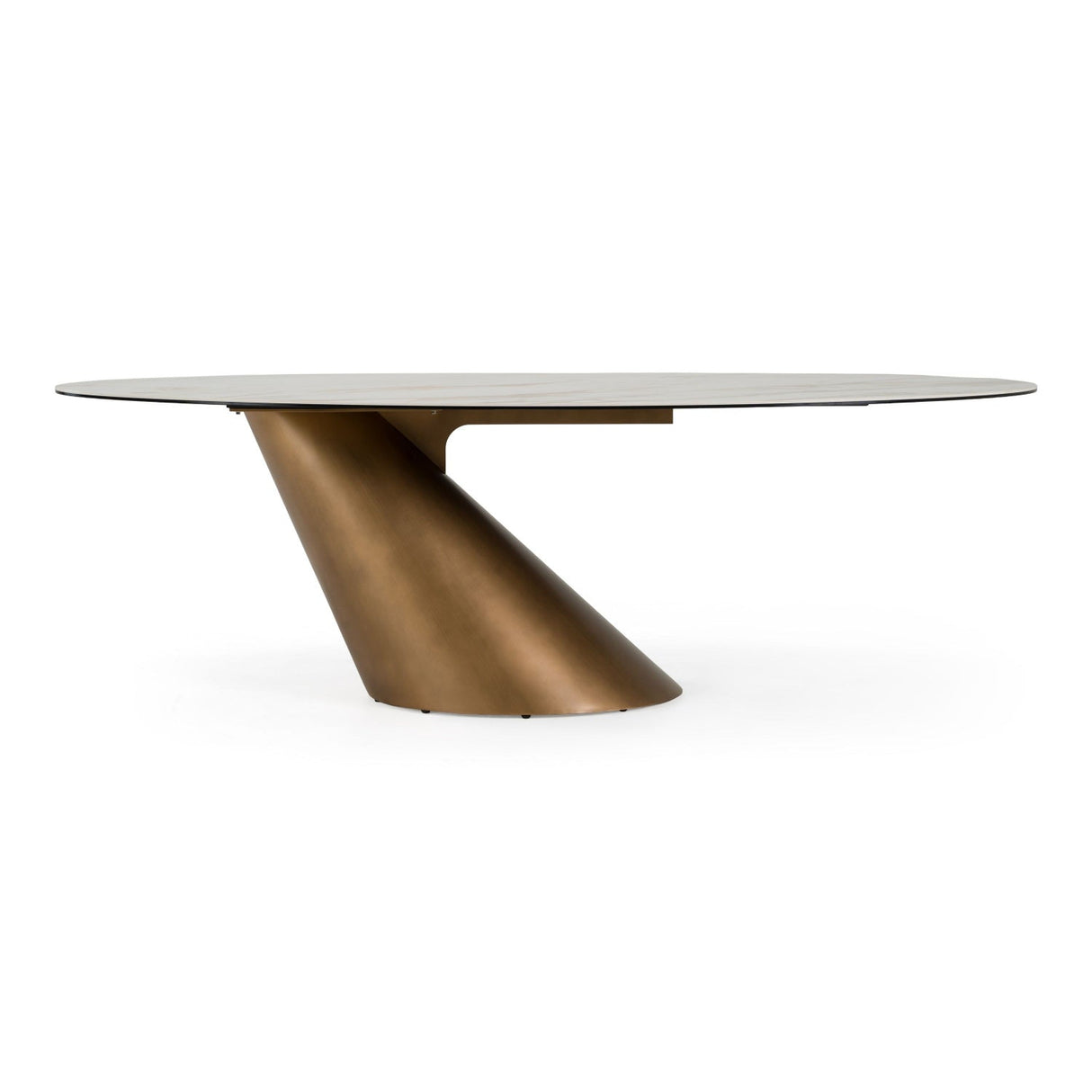 Modern European furniture - Brushed Brass Tilted Dining Table - www.oroa.com