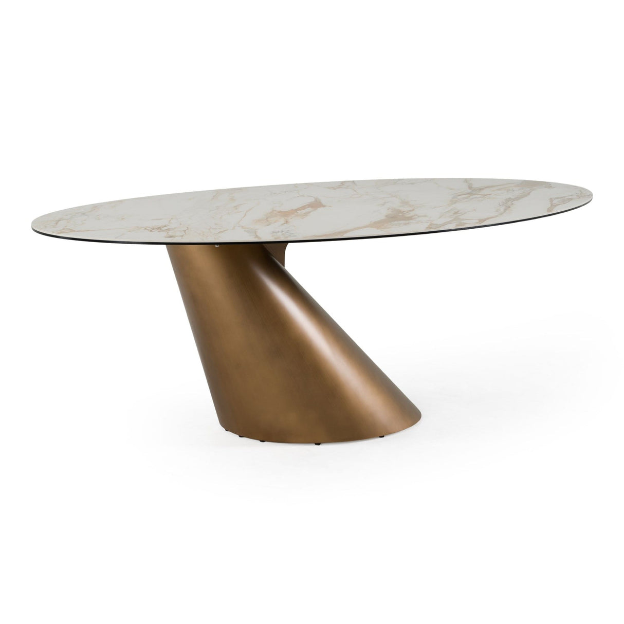 Modern European furniture - Brushed Brass Tilted Dining Table - www.oroa.com