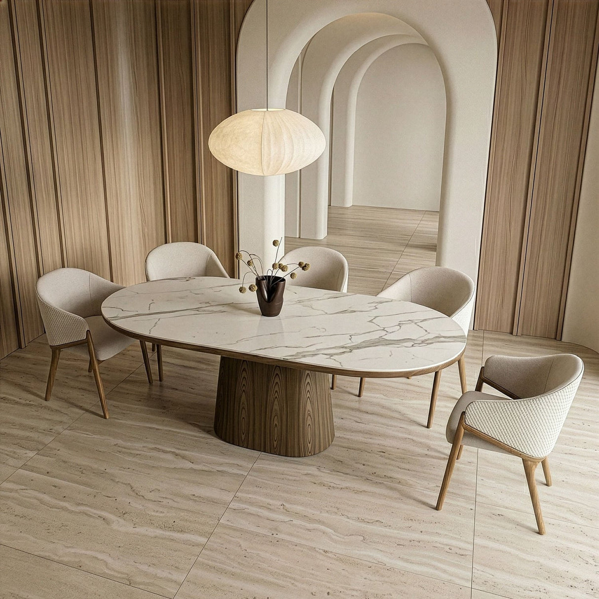 Modern European furniture - Oval White Ceramic Dining Table - www.oroa.com