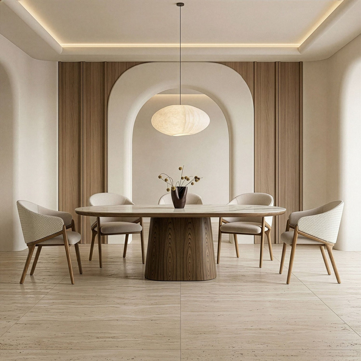 Modern European furniture - Oval White Ceramic Dining Table - www.oroa.com