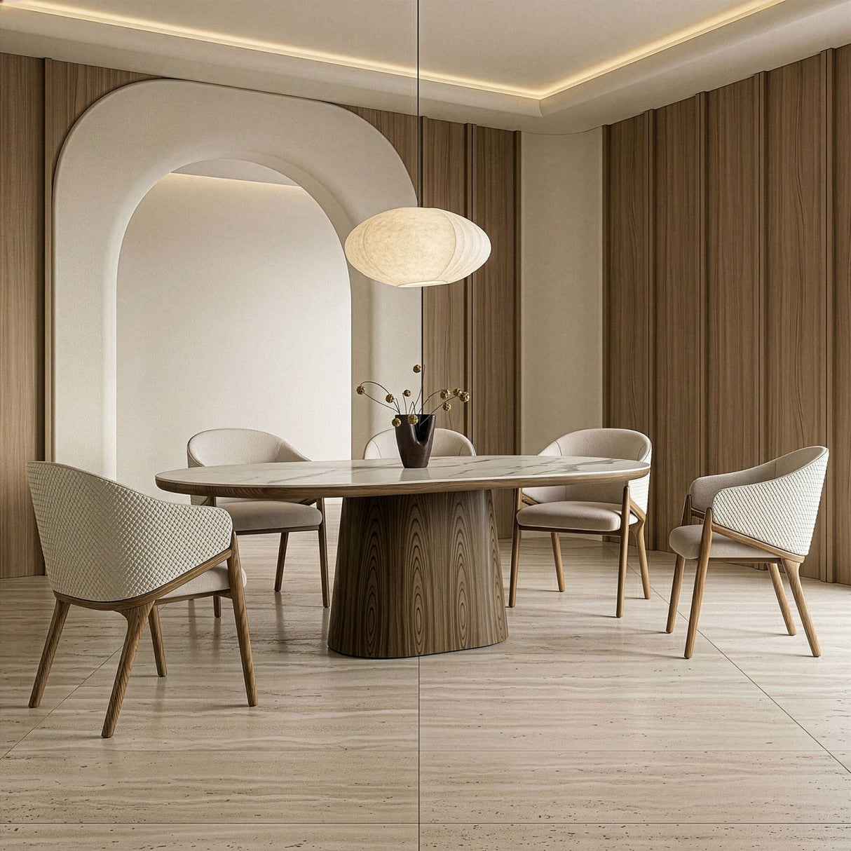 Modern European furniture - Oval White Ceramic Dining Table - www.oroa.com