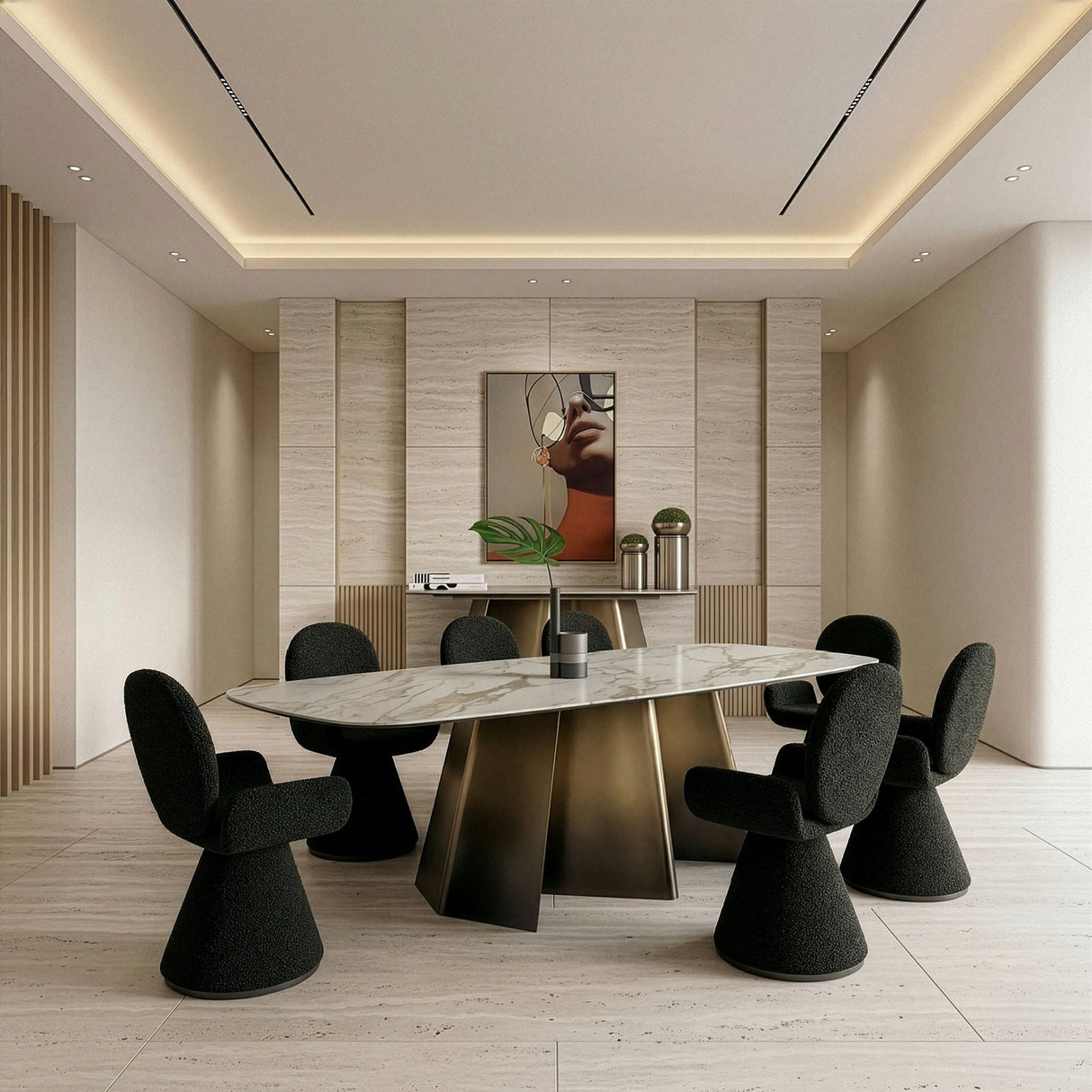 Modern European furniture - Brushed Bronze Dining Table - www.oroa.com