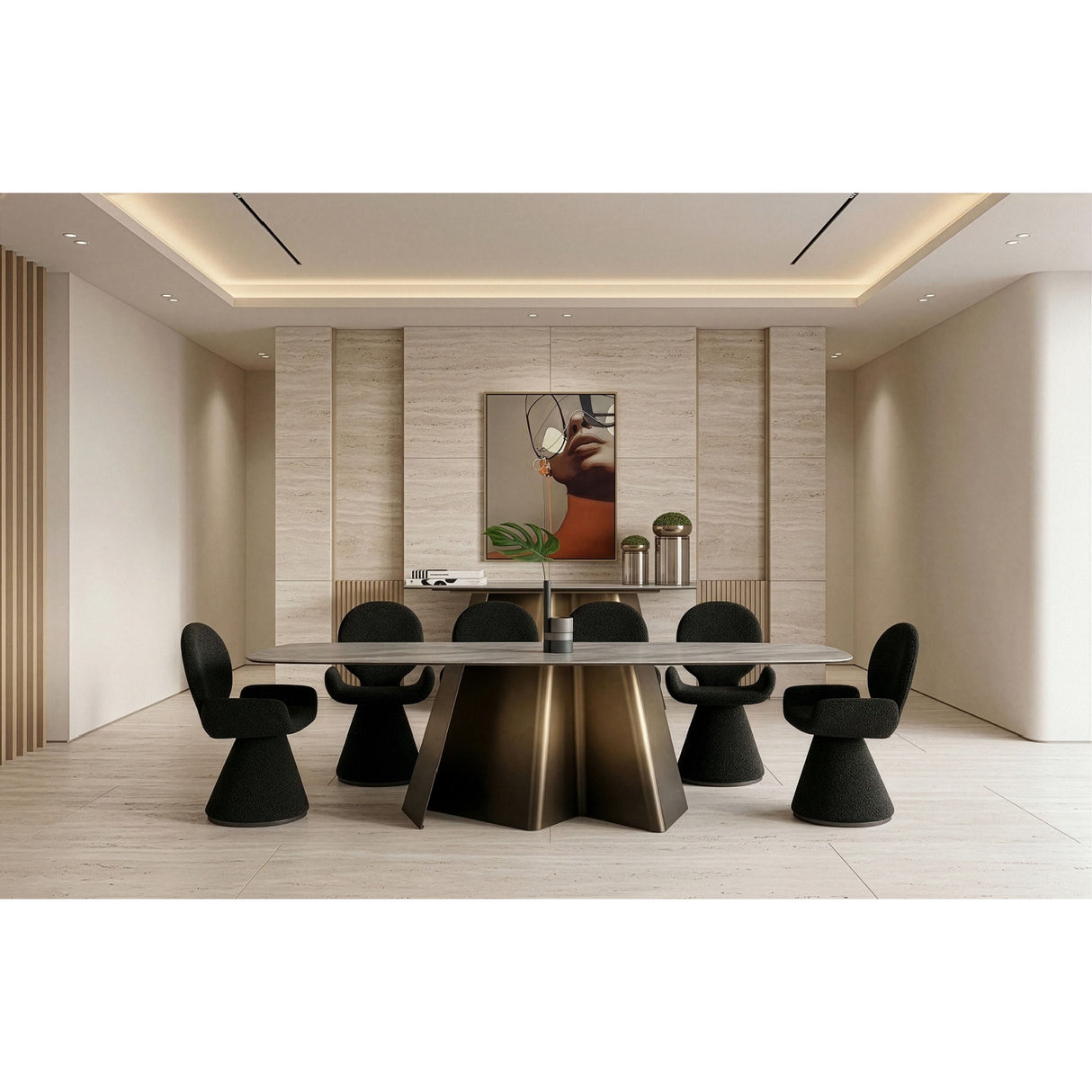Modern European furniture - Brushed Bronze Dining Table - www.oroa.com