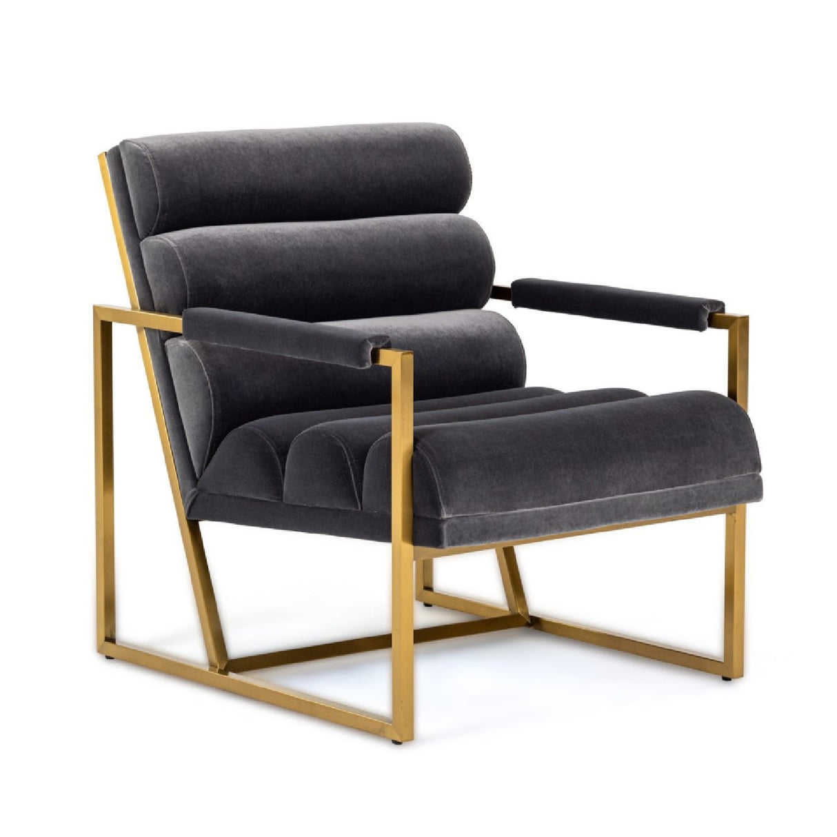 Gray Velvet Lounge Chair – Anton – front view
