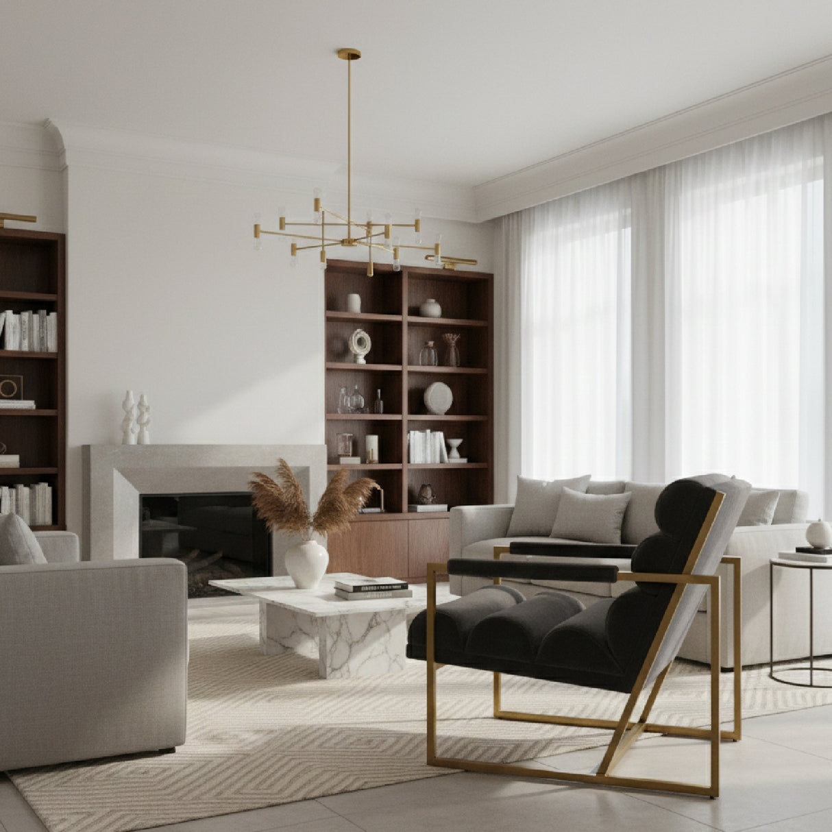 Gray Velvet Lounge Chair – Anton – angled view