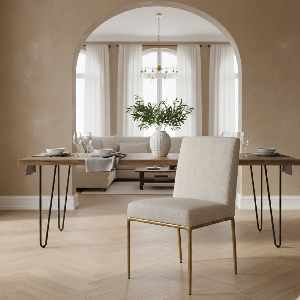Linen Upholstered Dining Chair | OROA Modern Beasley
