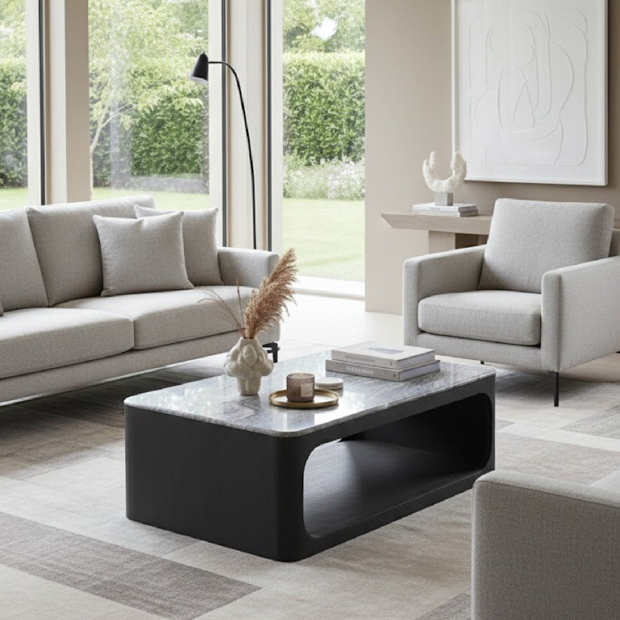 White Granite Coffee Table – Marco – angled view