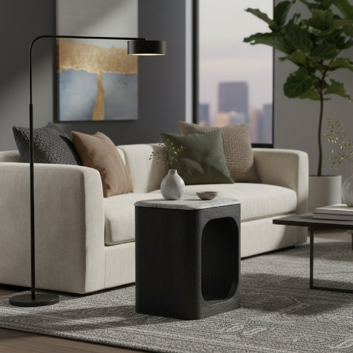 White Granite End Table | OROA Modern Marco | Oroa.com