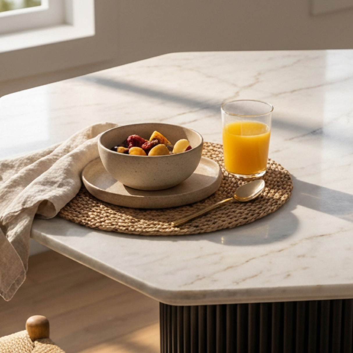 Hexagonal White Marble Dining Table – Rivas – alternate view 11