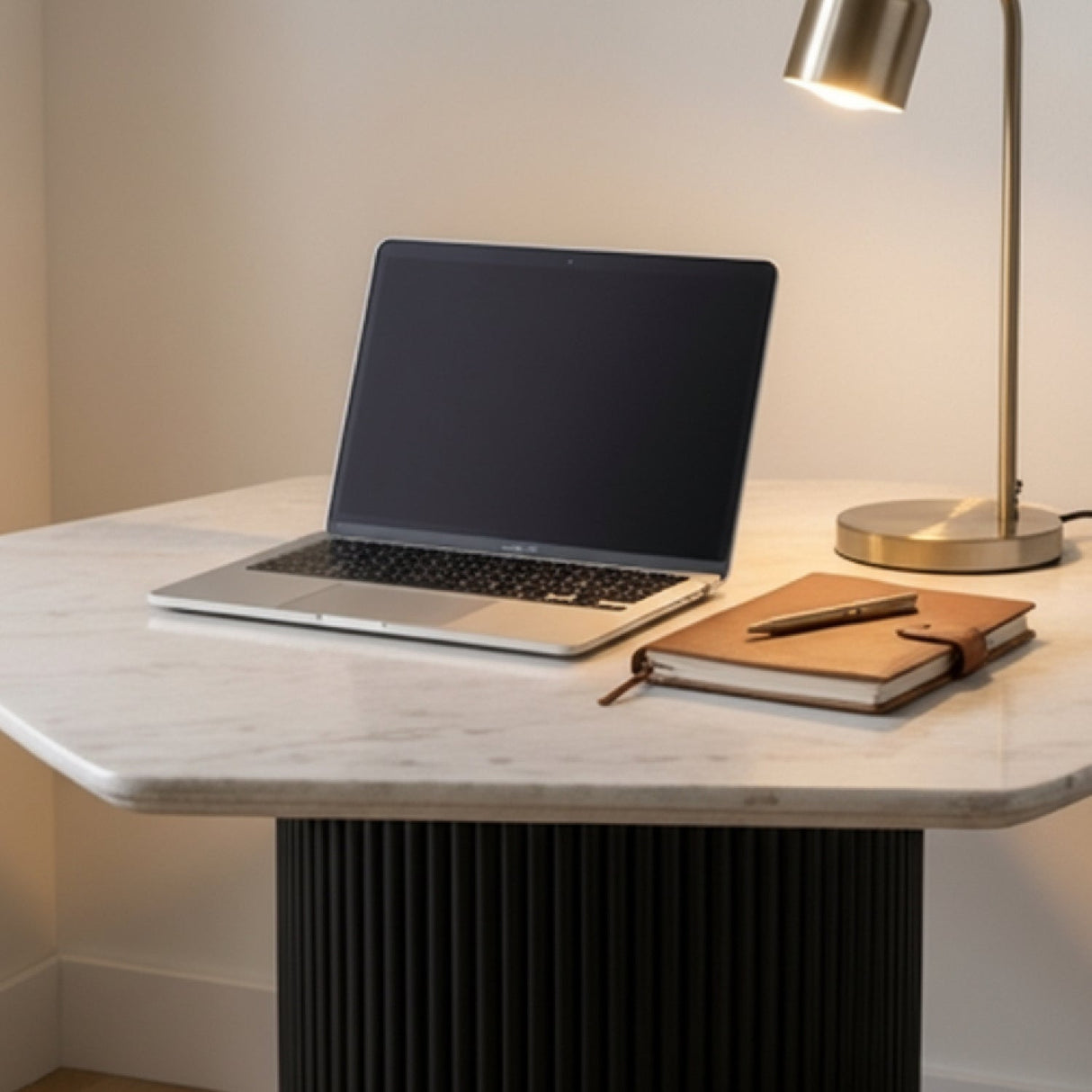 Hexagonal White Marble Dining Table – Rivas – alternate view 14