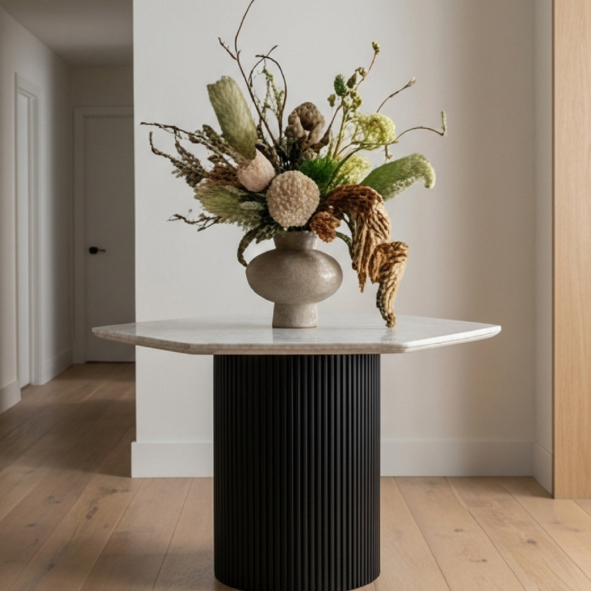 Hexagonal White Marble Dining Table | Oroa.com