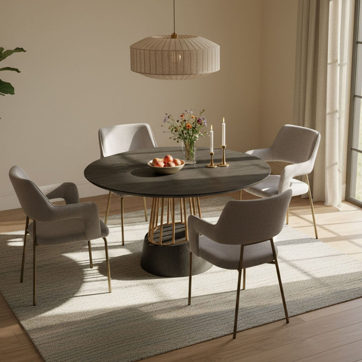 Black Mango Wood Dining Table – Cotopaxi – angled view