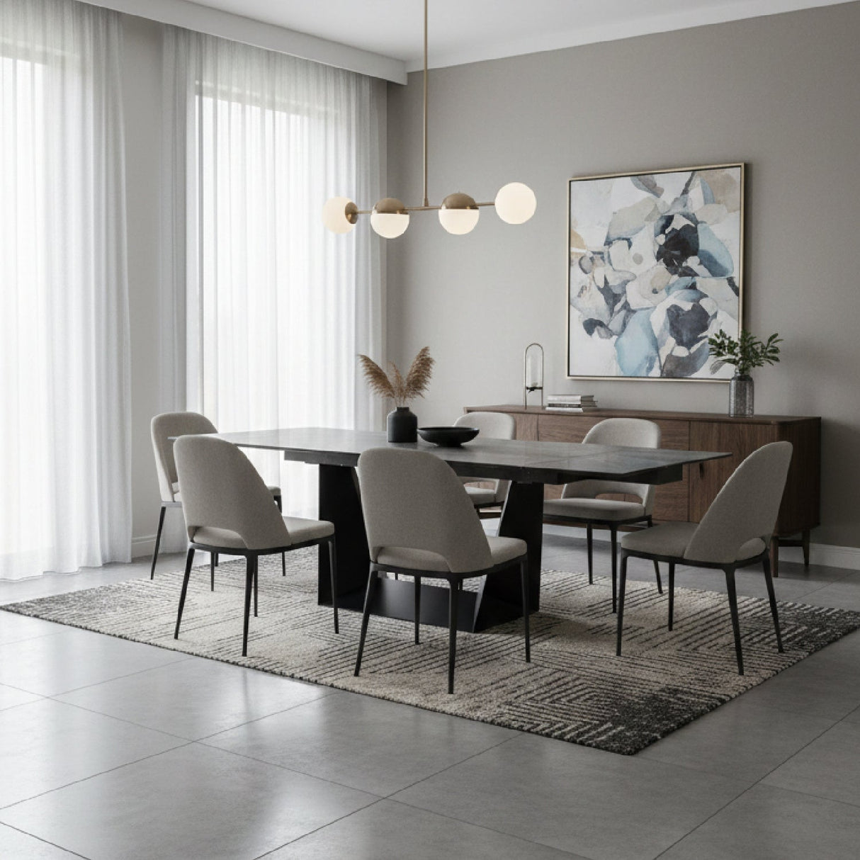 Gray Ceramic Extendable Dining Table – Baldwin – angled view