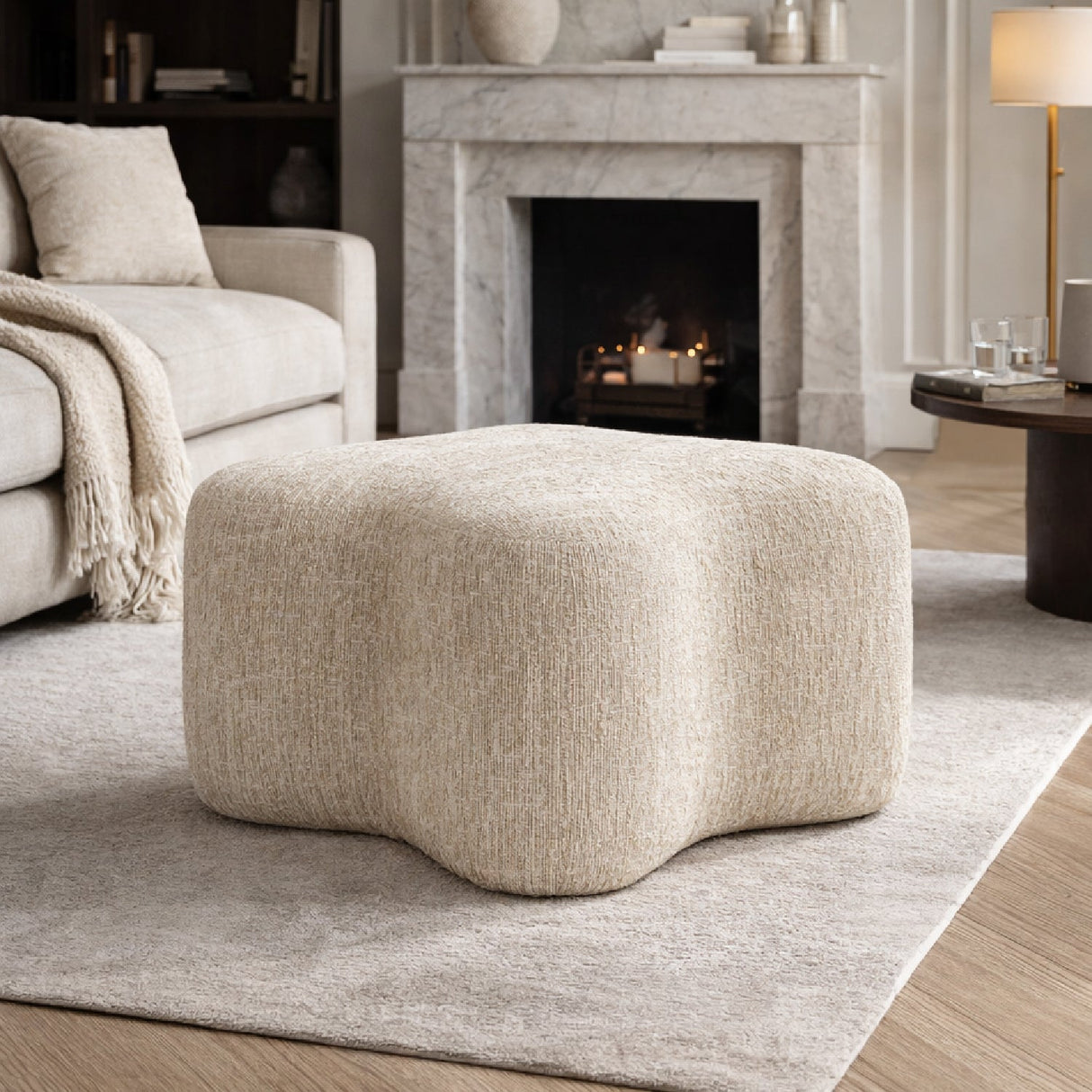 Beige Curved Ottoman | OROA Modern Spiro | Oroa.com