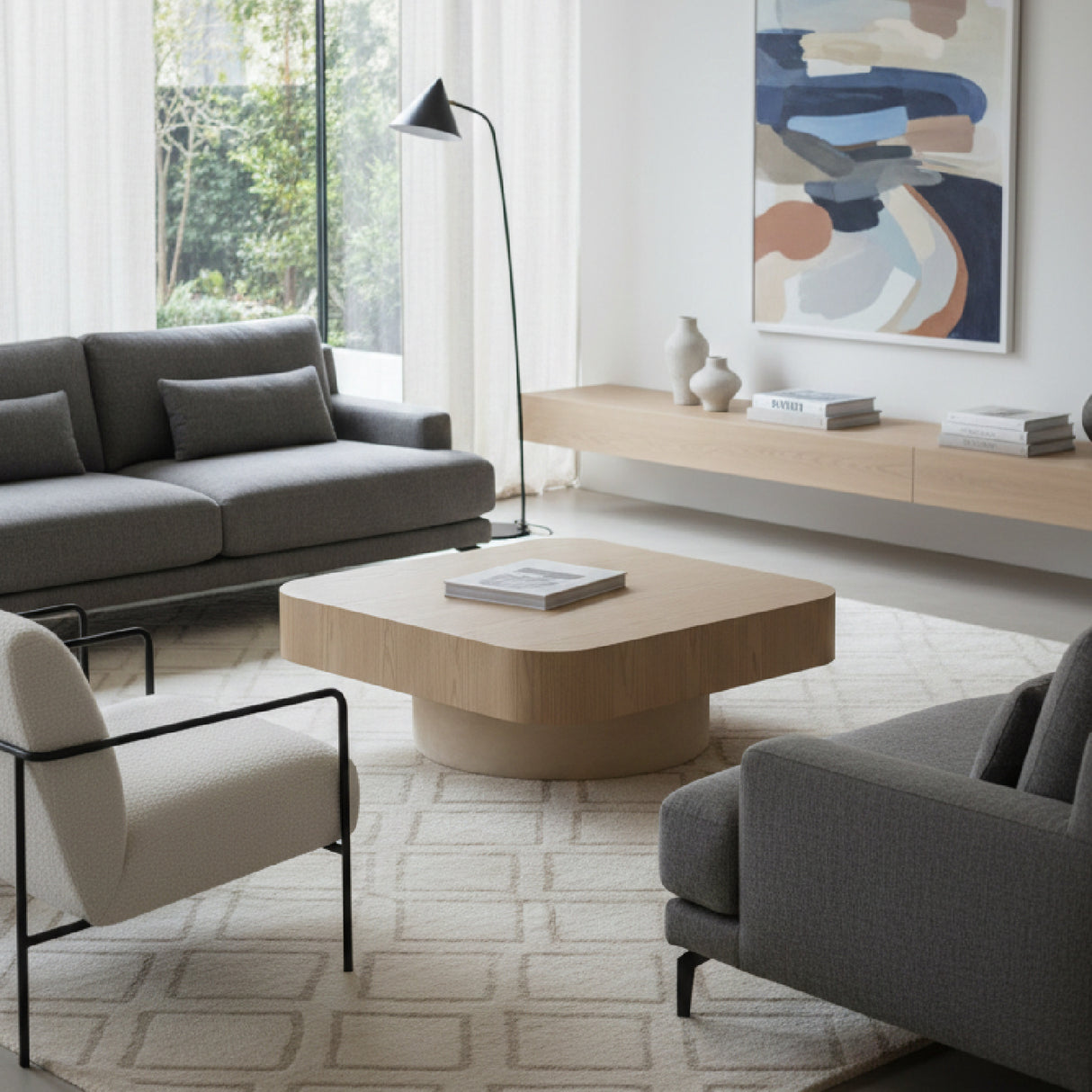Square High Coffee Table – Teller – angled view
