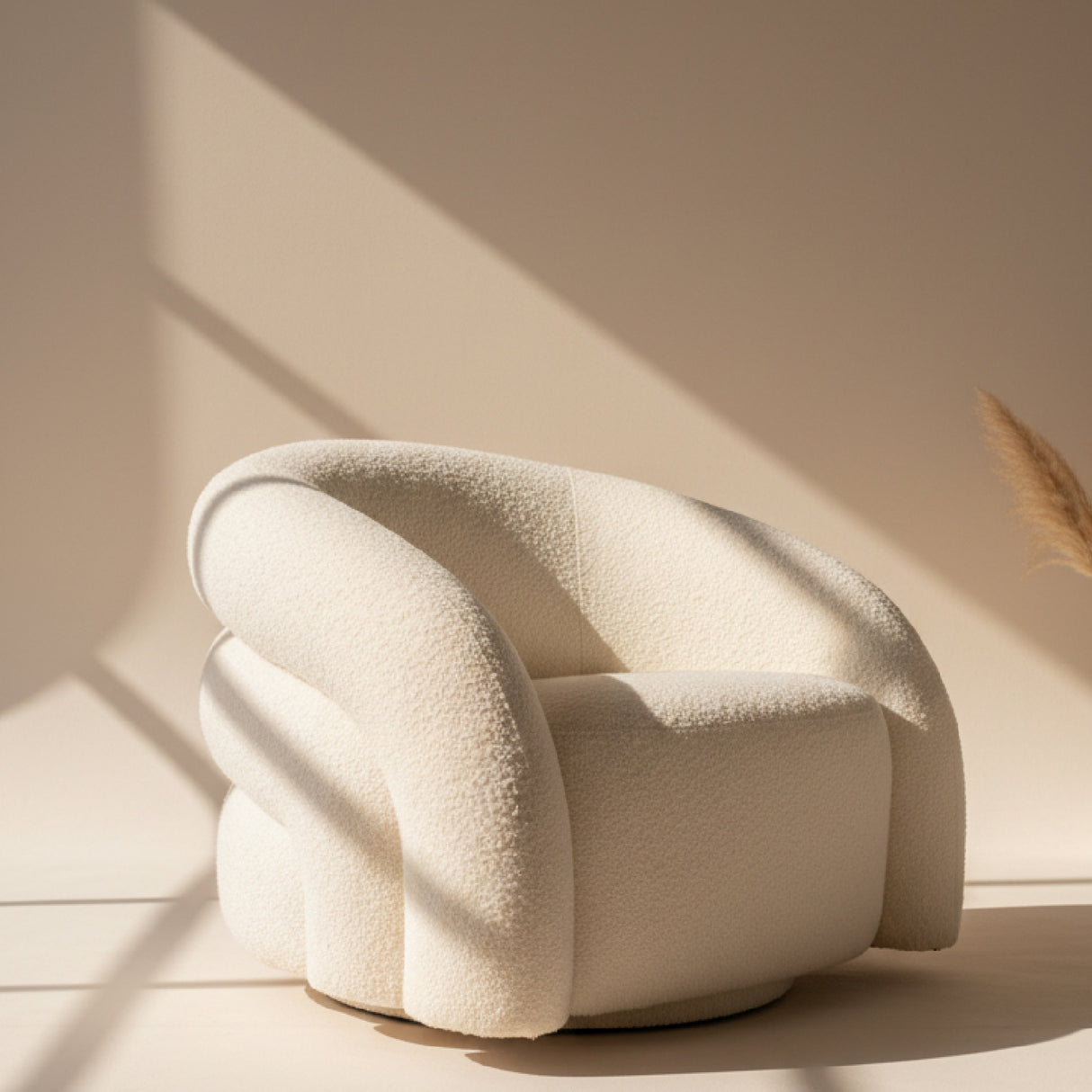 White Boucle Accent Chair – Joshua – alternate view 8