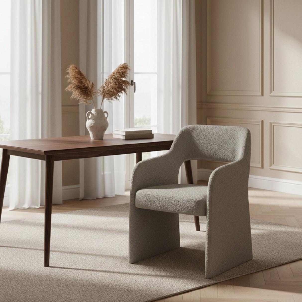 Gray Cut-Out Dining Chair – Bishop – angled view