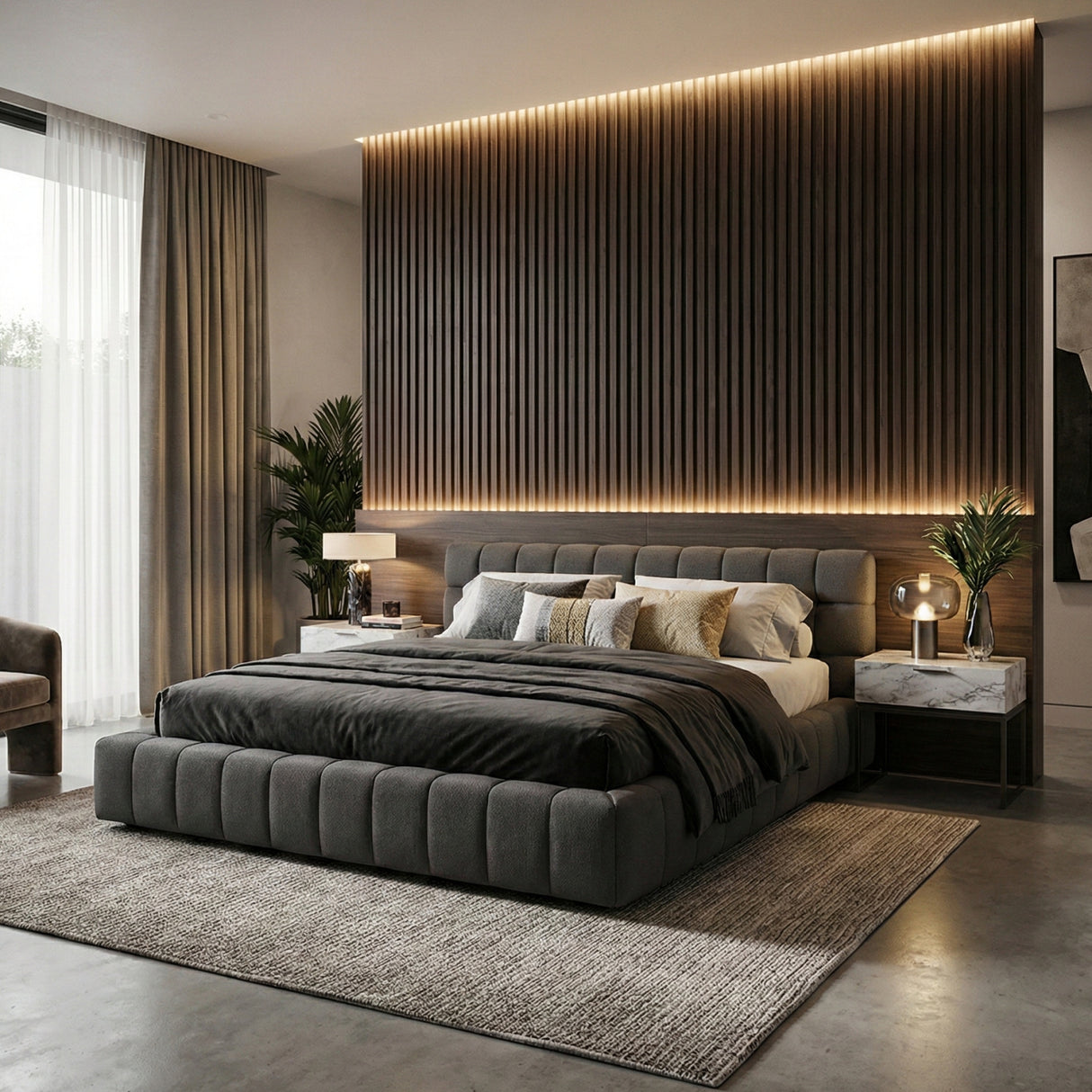 Tufted Queen Bed – Tyree – angled view