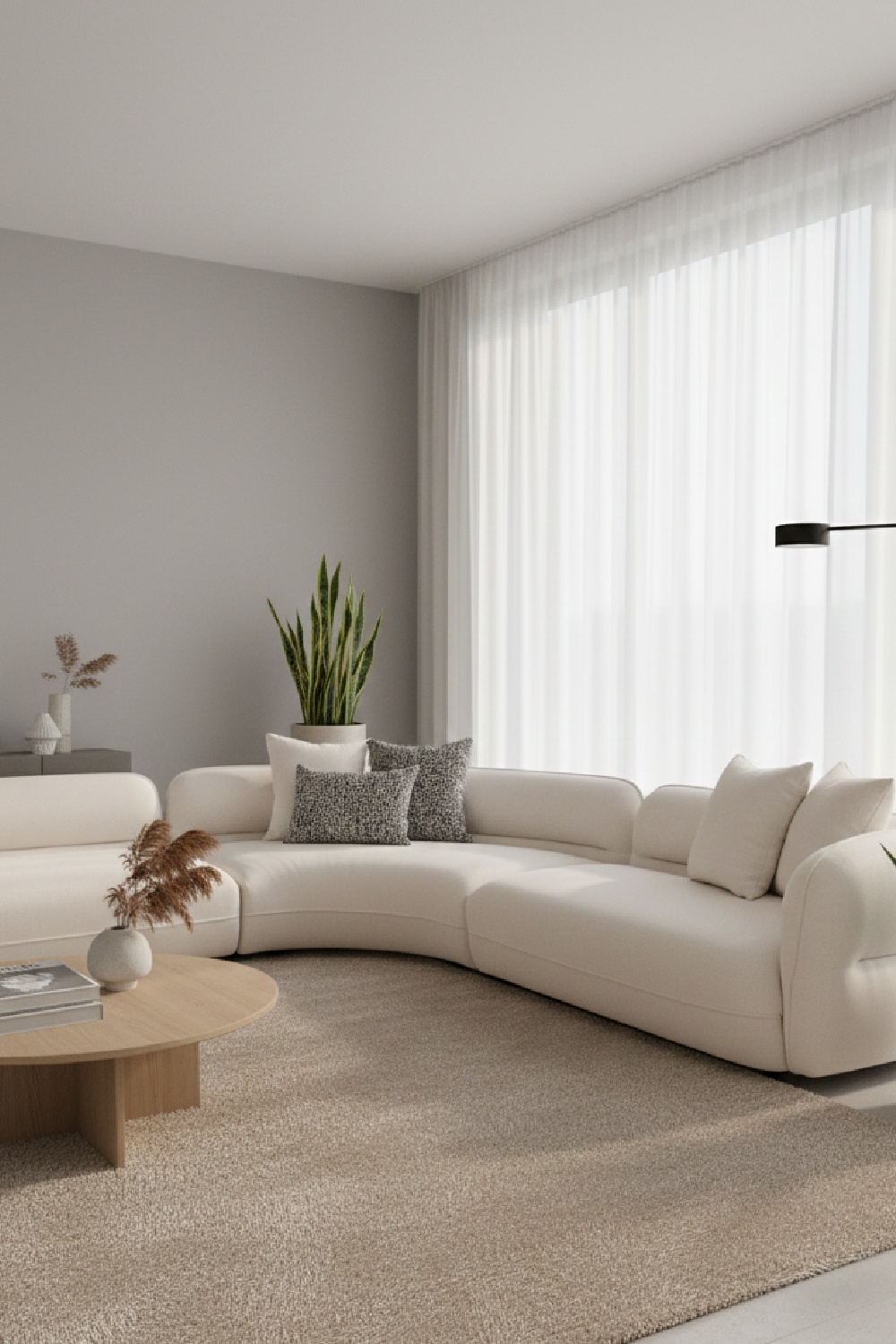 White L-Shaped Sectional Sofa – Drayton – angled view