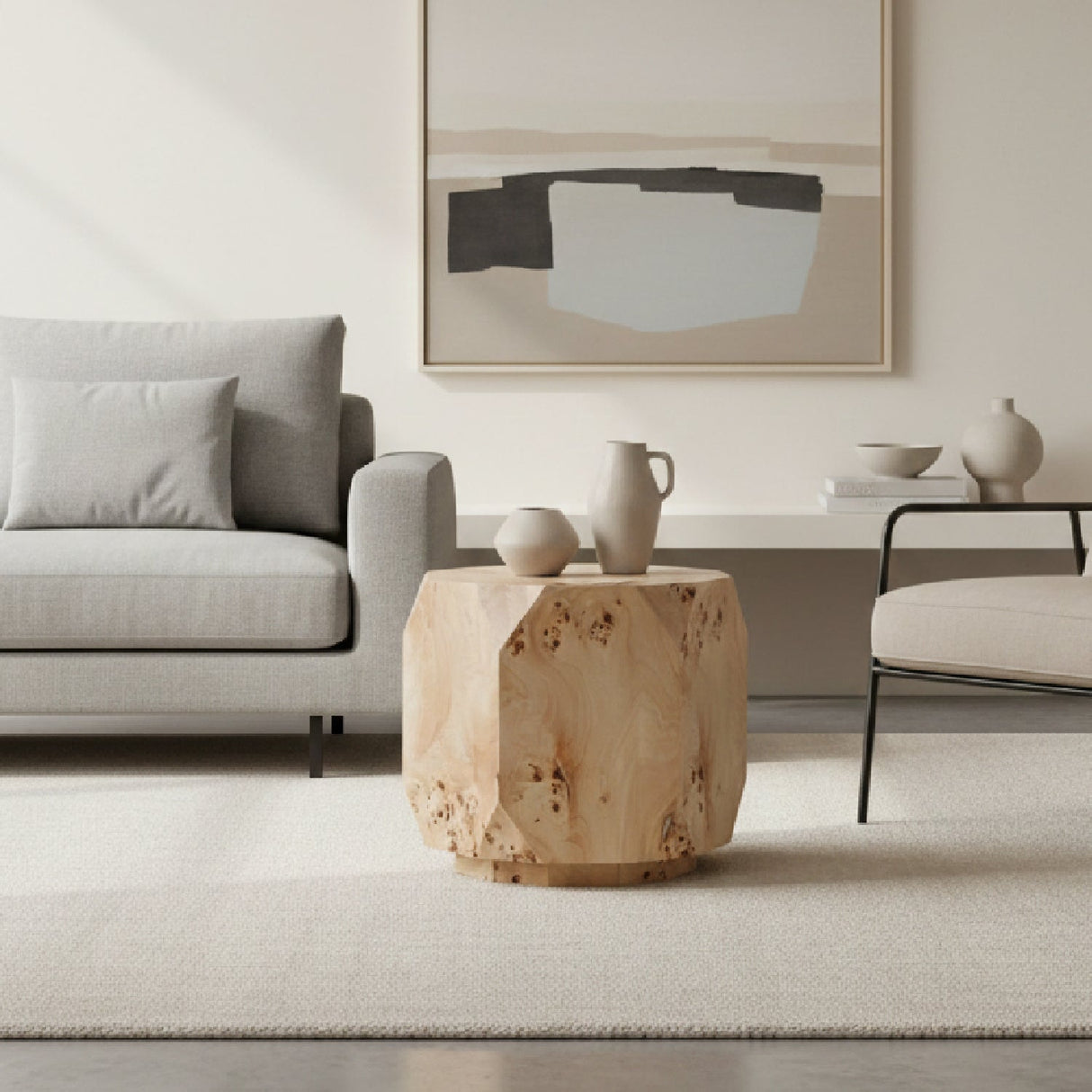 Mappa Burl End Table – July – angled view
