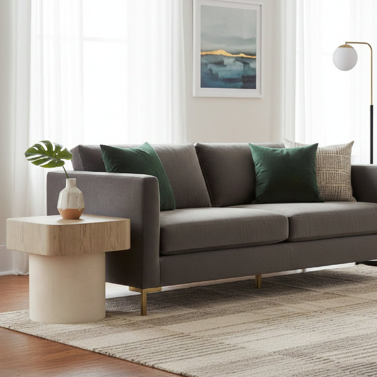 Square End Table – Teller – angled view