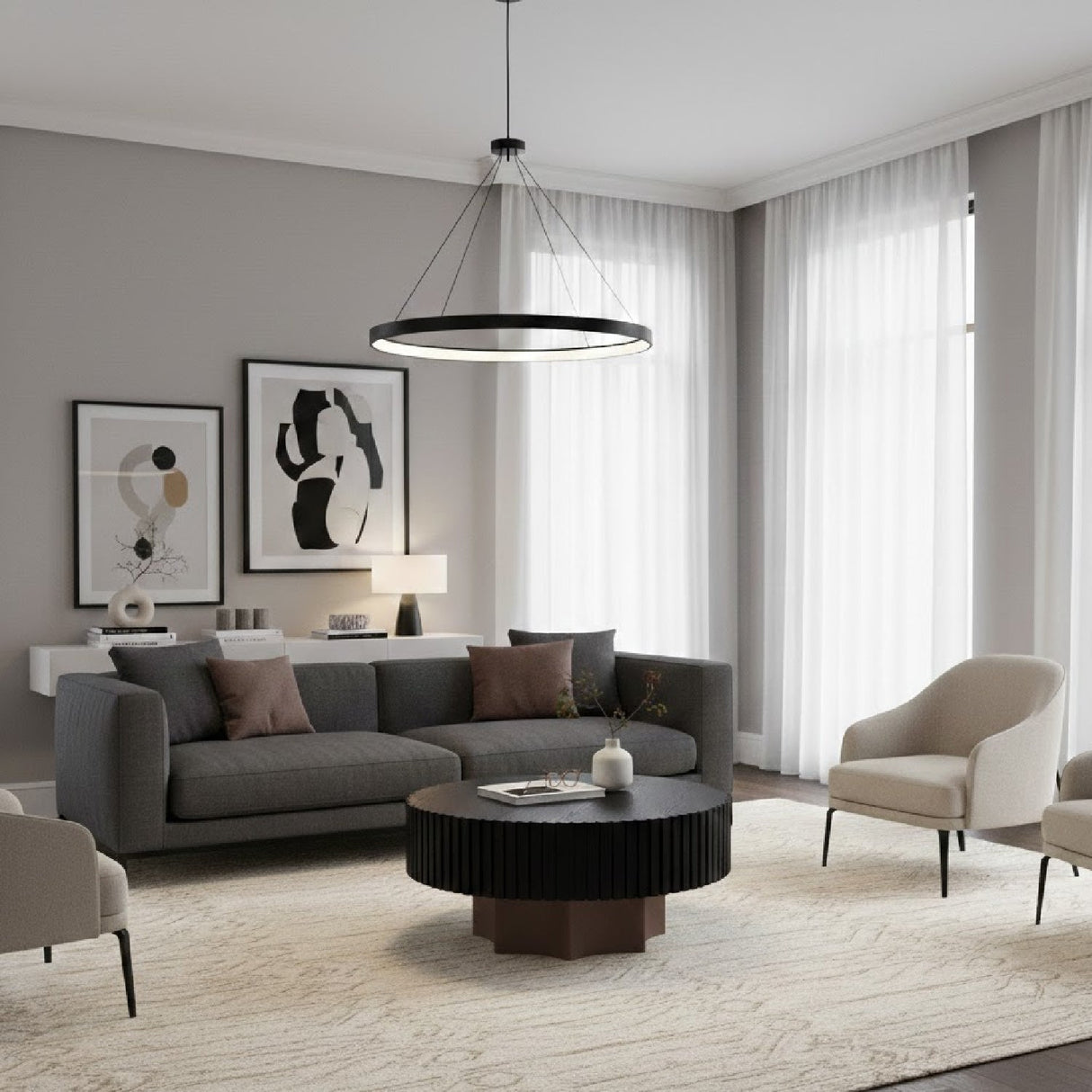 Black Mirror Round Coffee Table | OROA Modern Ingram | Oroa.com