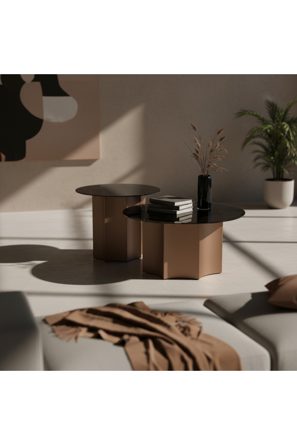 Black Glass Nesting Coffee Tables (2) | Oroa.com