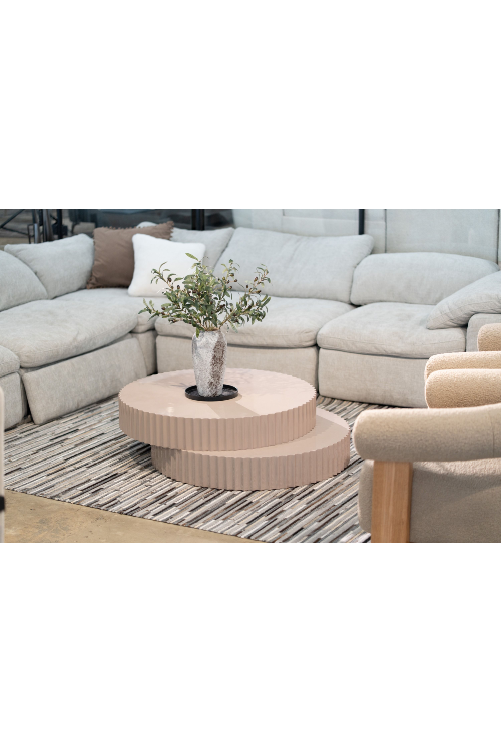 Glossy Taupe Fluted Coffee Table | Oroa.com