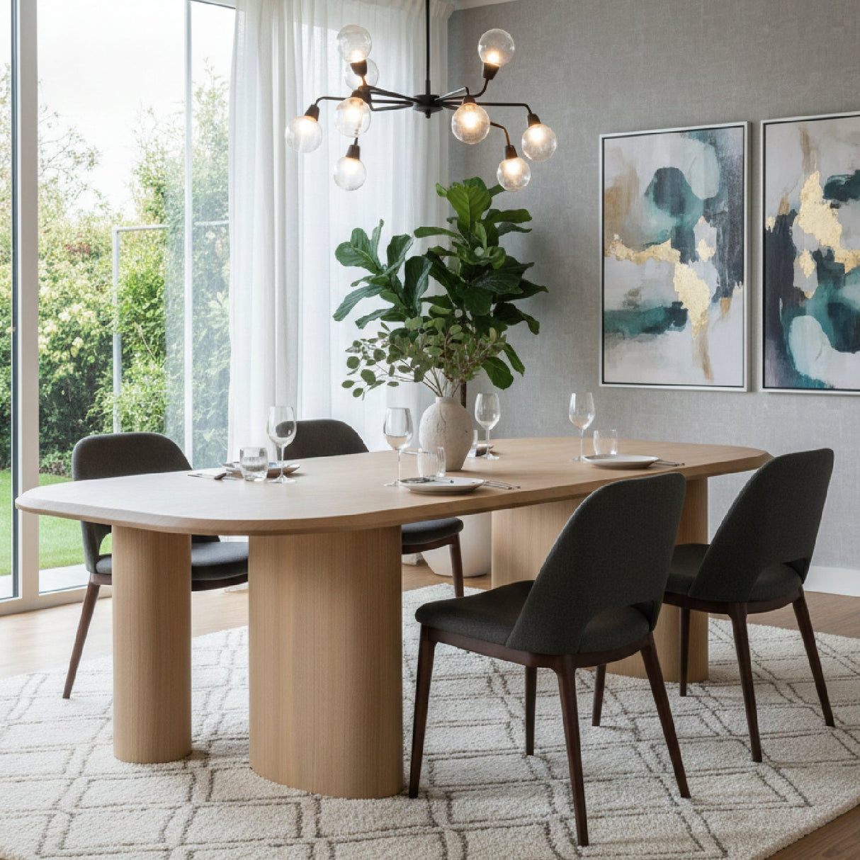 Ash Veneer Oval Dining Table – Summit – angled view